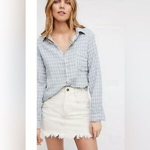 CP Shades + Free People Double Weave Cotton Button Down Gingham Shirt